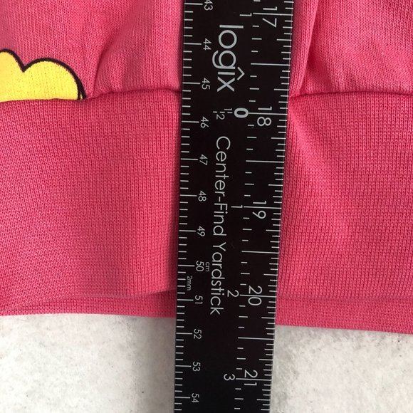 ONLY NWT Women's Size S Pink Lemonade Yellow Hearts O-Neck Cropped Sweatshirt - Picture 5 of 11